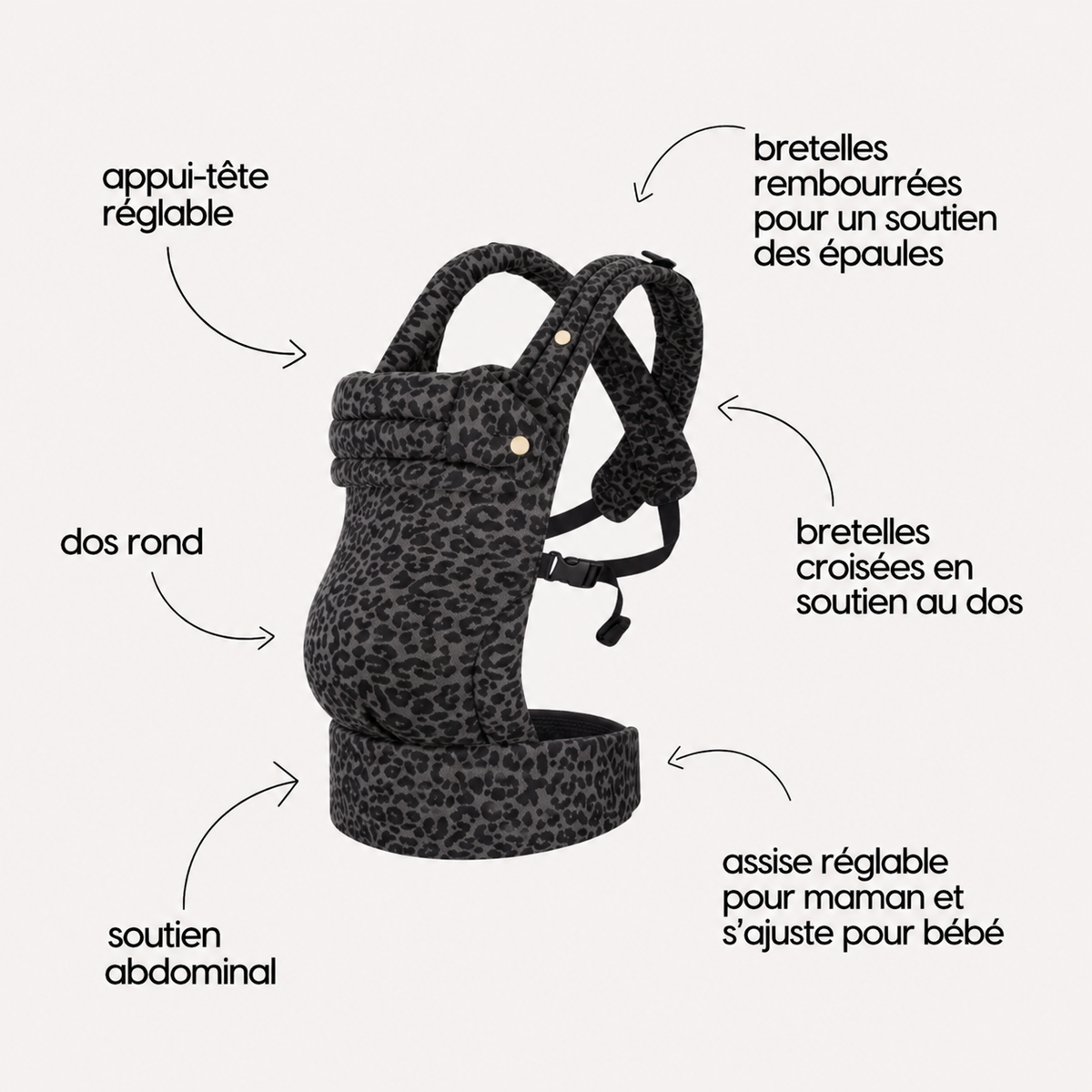 Porte-bébé HelloBiboo Koala — Léopard Noir